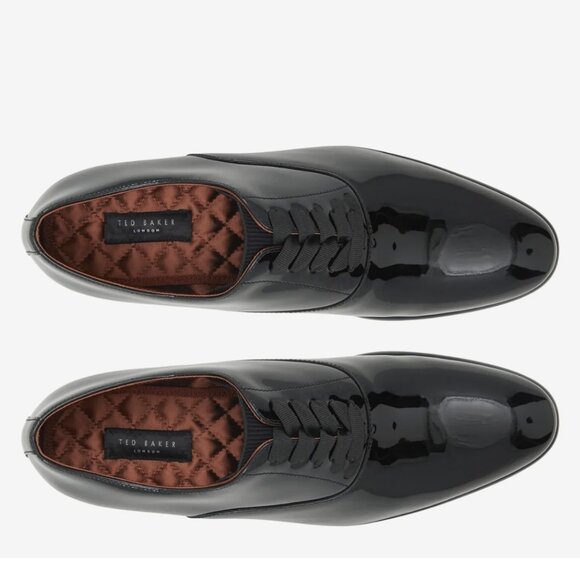 NWOB Ted Baker Men's Ogilvie Oxford in Black Patent Leather Size 10 - Picture 6 of 14